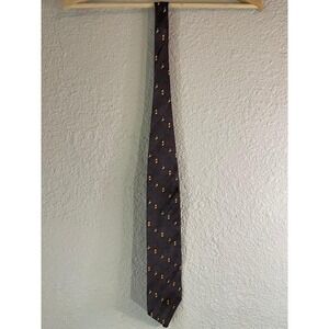 Vintage Today's Man‎ Pure Silk Necktie Brown Blue Patterned Business Casual